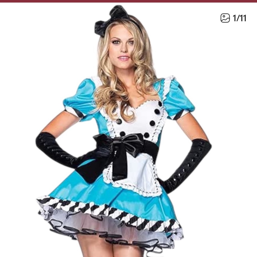 Leg Avenue Alice in Wonderland Blue and White Costume with Black Details